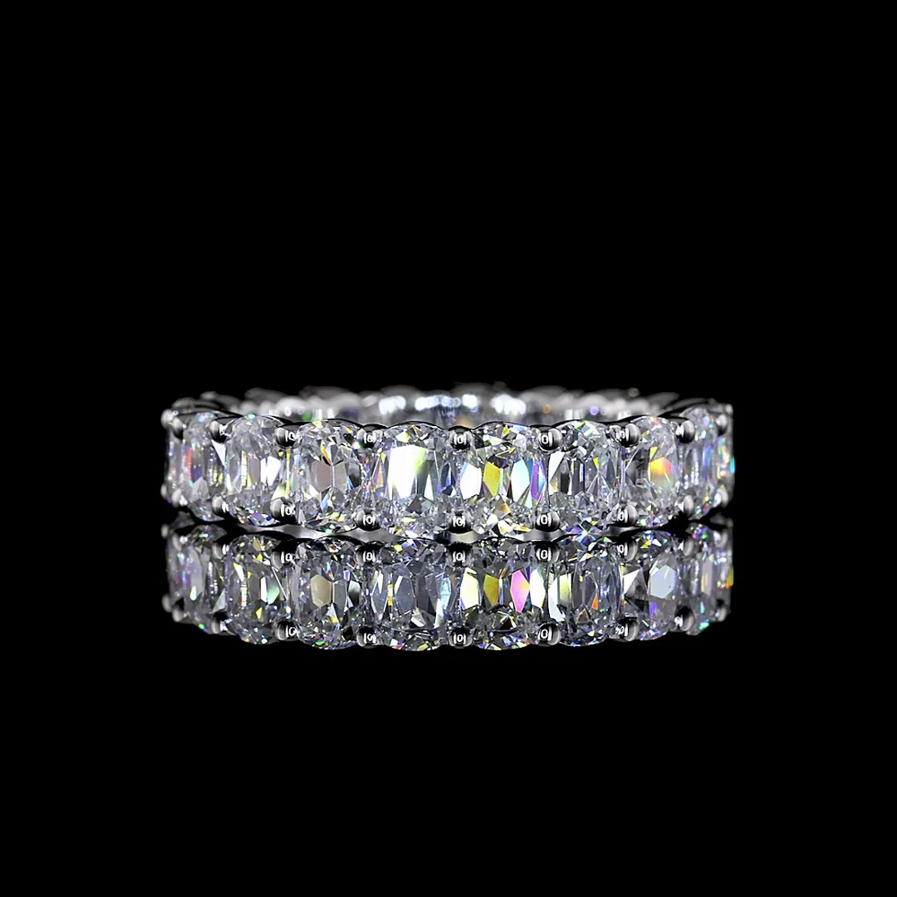 18K White Gold Eternity Band with Prong Set Antique Cushion Cut Lab Diamonds - 3.33 Carat Total Weight - Covaloro Fine Jewelry