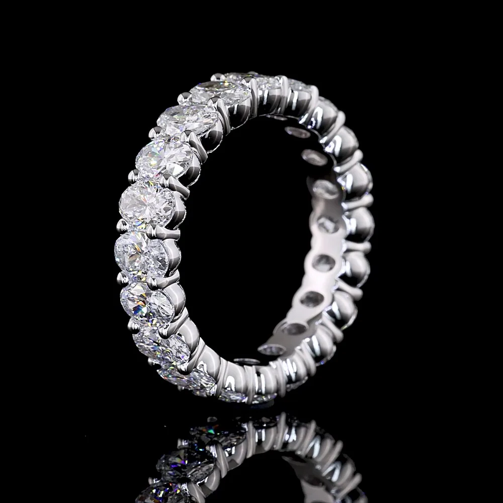 18K White Gold Eternity Band with Prong Set Oval Cut Lab Diamonds - 3.32 Carat Total Diamond Weight - Covaloro Fine Jewelry - Image 4