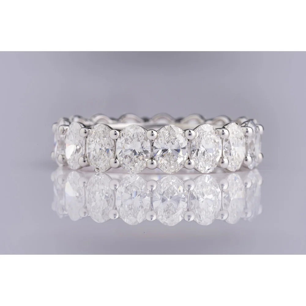 18K White Gold Eternity Band with Prong Set Oval Cut Lab Diamonds - 5.46 Carat Total Diamond Weight - Covaloro Fine Jewelry - Image 3
