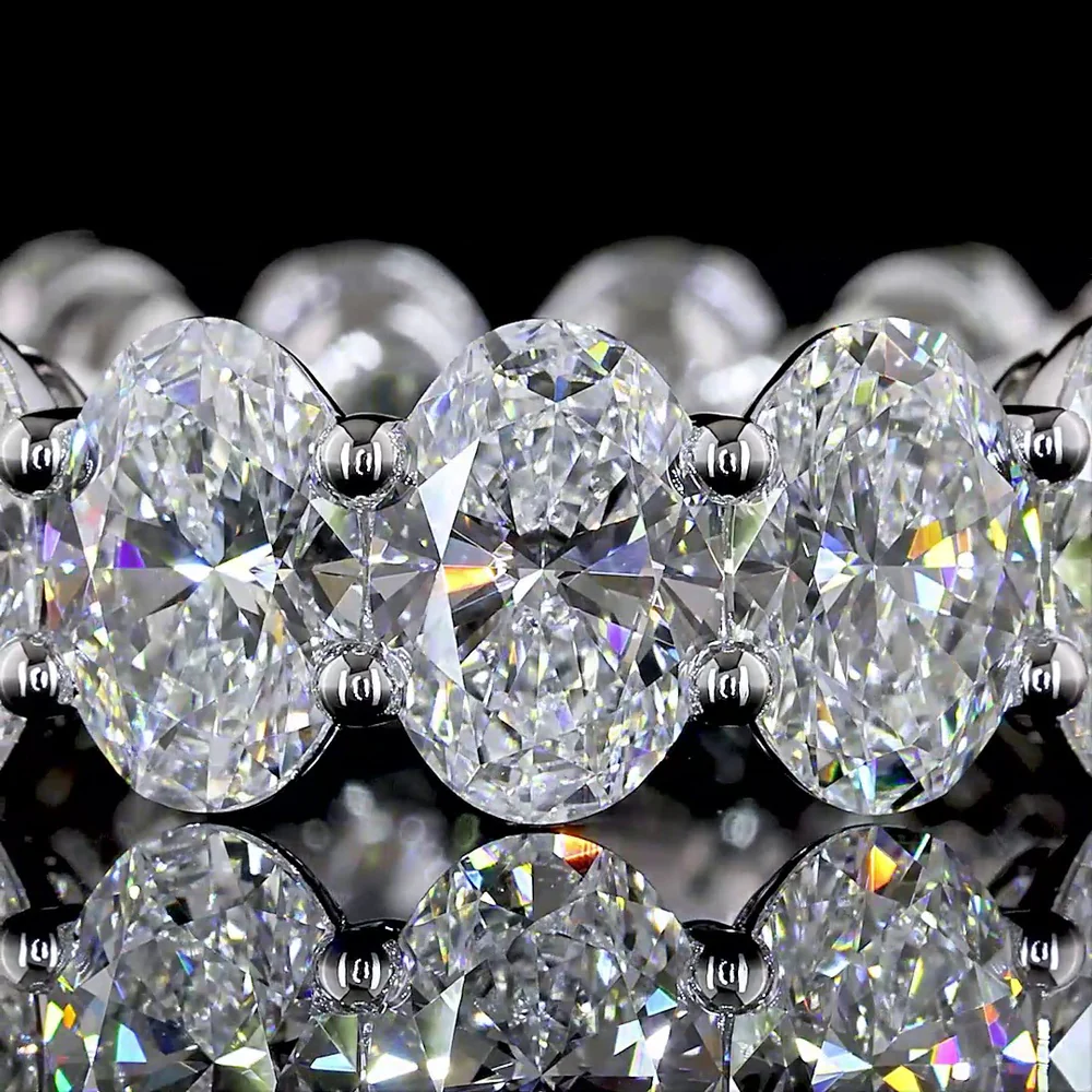 18K White Gold Eternity Band with Prong Set Oval Cut Lab Diamonds - 9.29 Carat Total Weight, E-F Color, VS1 Clarity - Covaloro Fine Jewelry - Image 2