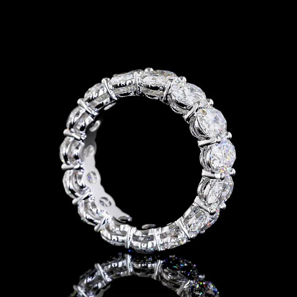 18K White Gold Eternity Band with Prong Set Oval Cut Lab Diamonds - 9.29 Carat Total Weight, E-F Color, VS1 Clarity - Covaloro Fine Jewelry - Image 3