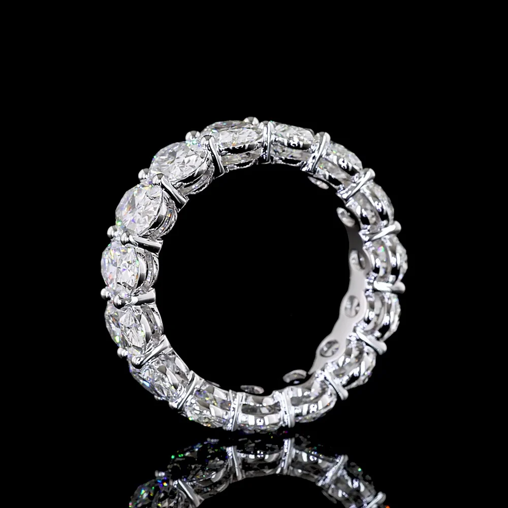 18K White Gold Eternity Band with Prong Set Oval Cut Lab Diamonds - 9.29 Carat Total Weight, E-F Color, VS1 Clarity - Covaloro Fine Jewelry - Image 4