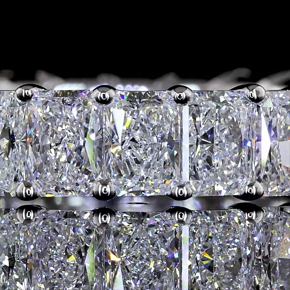 18K White Gold Eternity Band with Prong Set Radiant Cut Lab Diamonds - 3.74 Carat Total Diamond Weight - Covaloro Fine Jewelry - Image 2
