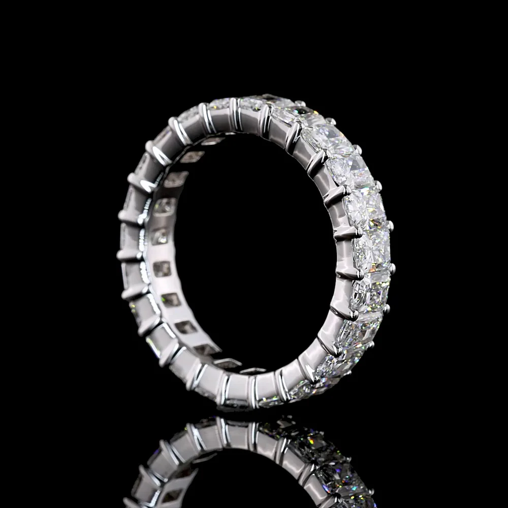 18K White Gold Eternity Band with Prong Set Radiant Cut Lab Diamonds - 3.74 Carat Total Diamond Weight - Covaloro Fine Jewelry - Image 3