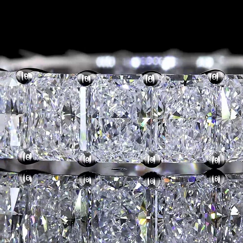 18K White Gold Eternity Band with Prong Set Radiant Cut Lab Diamonds - 4.02 Carats Total Weight, E-F Color, VS2 Clarity - Covaloro Fine Jewelry - Image 2