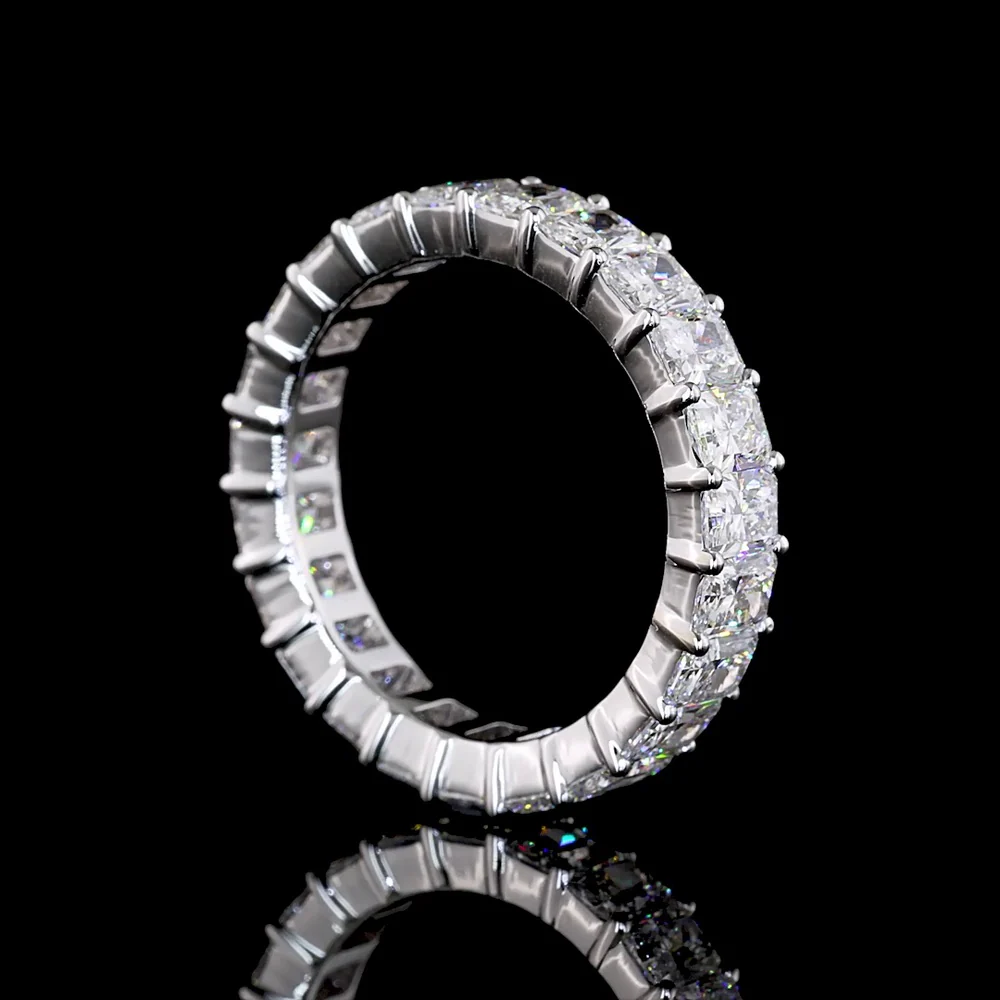 18K White Gold Eternity Band with Prong Set Radiant Cut Lab Diamonds - 4.02 Carats Total Weight, E-F Color, VS2 Clarity - Covaloro Fine Jewelry - Image 3