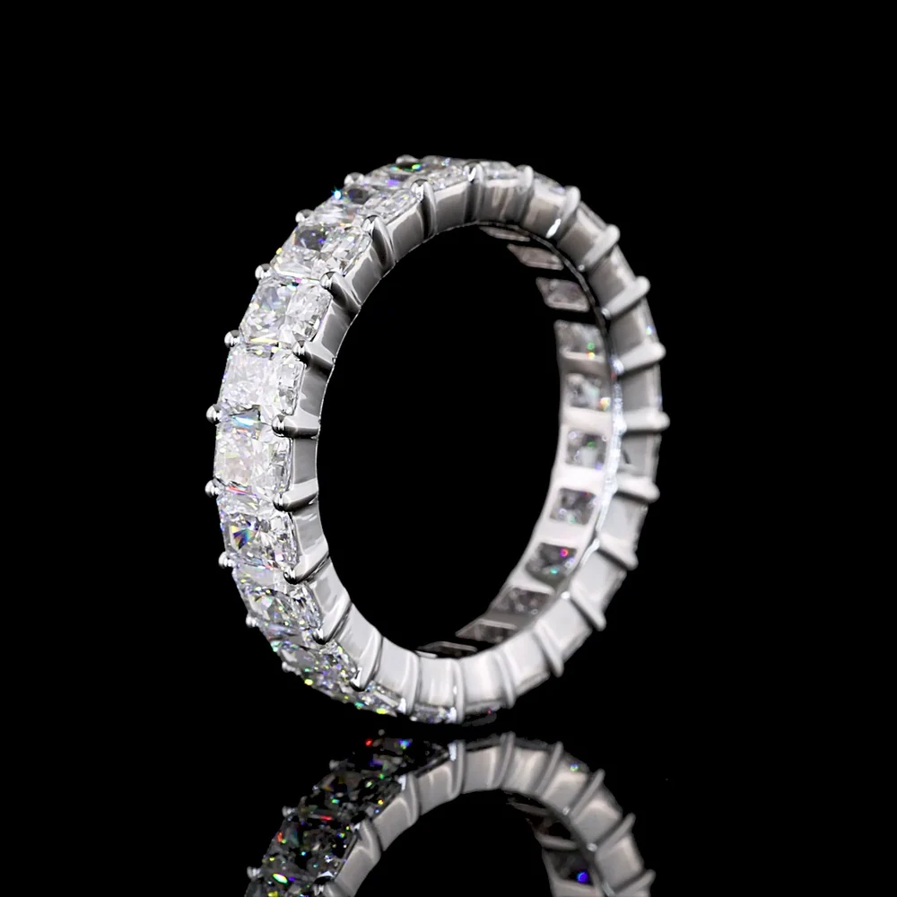 18K White Gold Eternity Band with Prong Set Radiant Cut Lab Diamonds - 4.02 Carats Total Weight, E-F Color, VS2 Clarity - Covaloro Fine Jewelry - Image 4