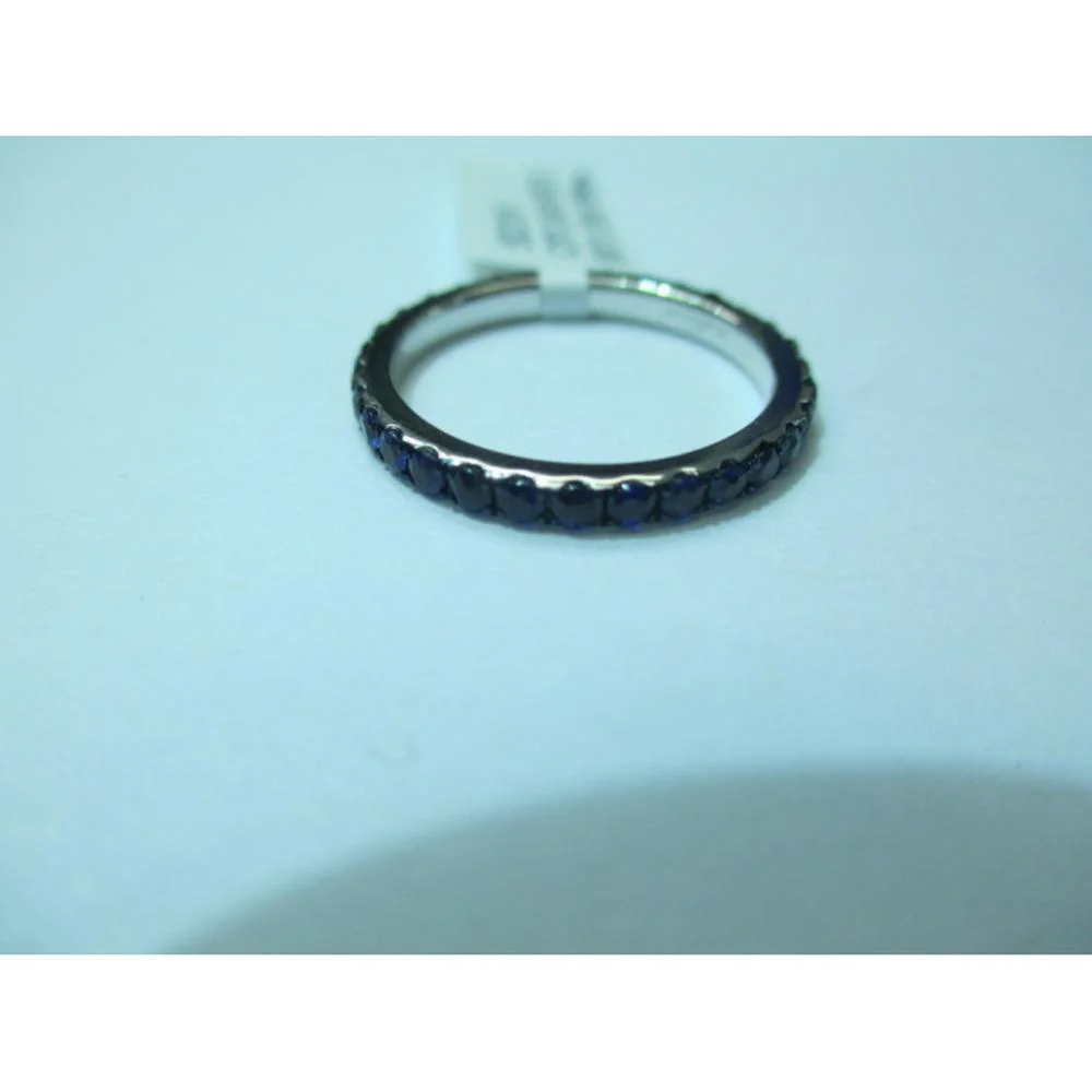 18K White Gold Eternity Band with Round Blue Sapphires by Afarin