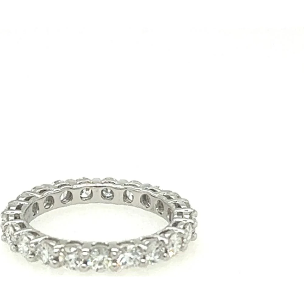 18K White Gold Eternity Band with Round Prong-Set Diamonds by Afarin