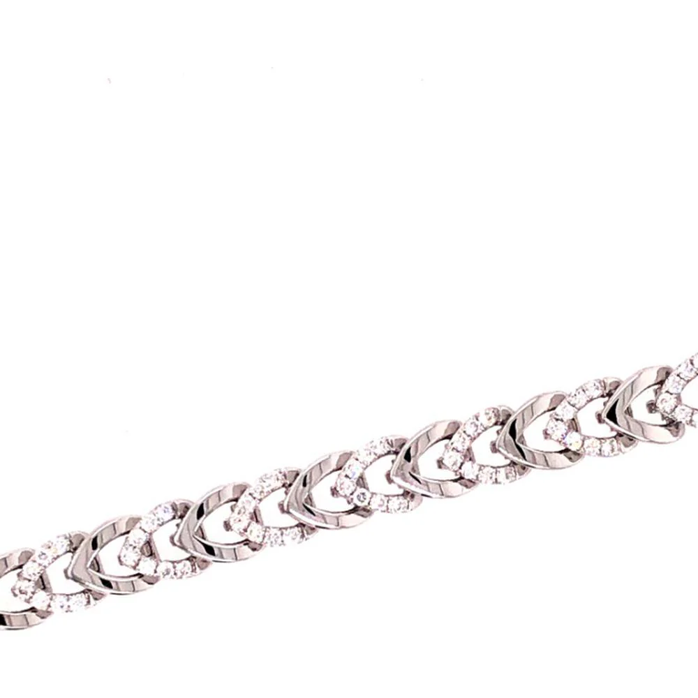 18K White Gold Fancy Link Bracelet with Diamond Accents by Afarin