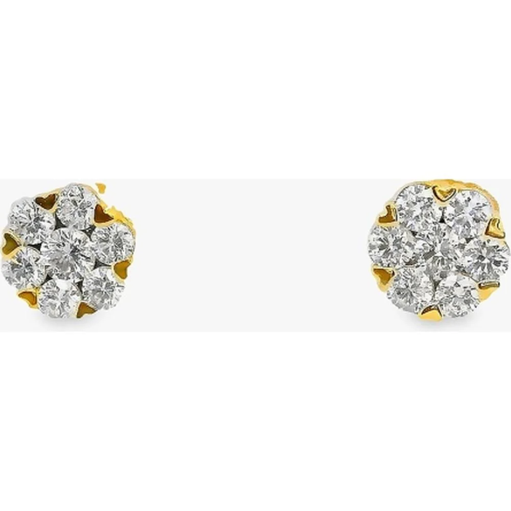 18K White Gold Floral Cluster Diamond Stud Earrings by Afarin