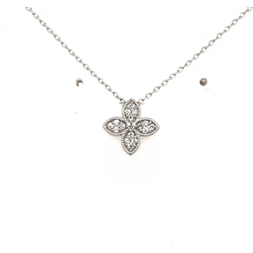 18K White Gold Floral Diamond Motif Necklace by Afarin