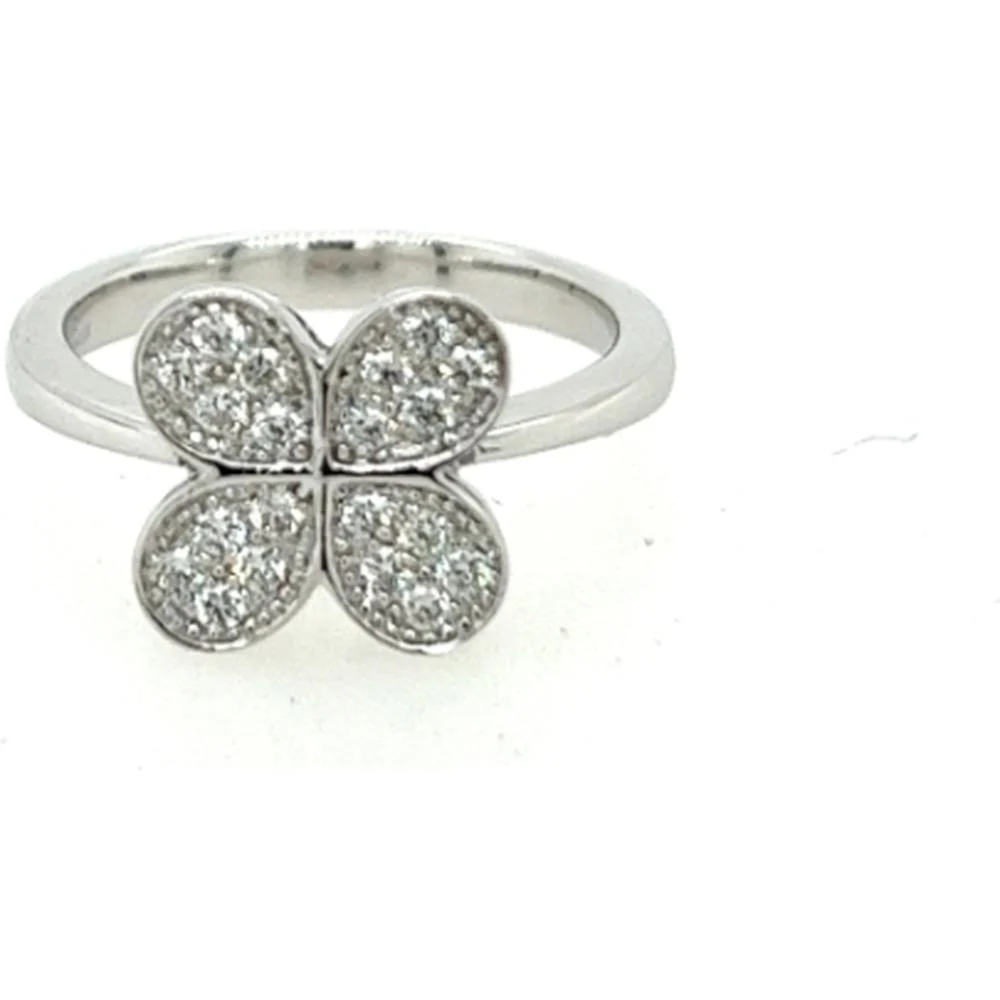 18K White Gold Floral Diamond Ring by Afarin