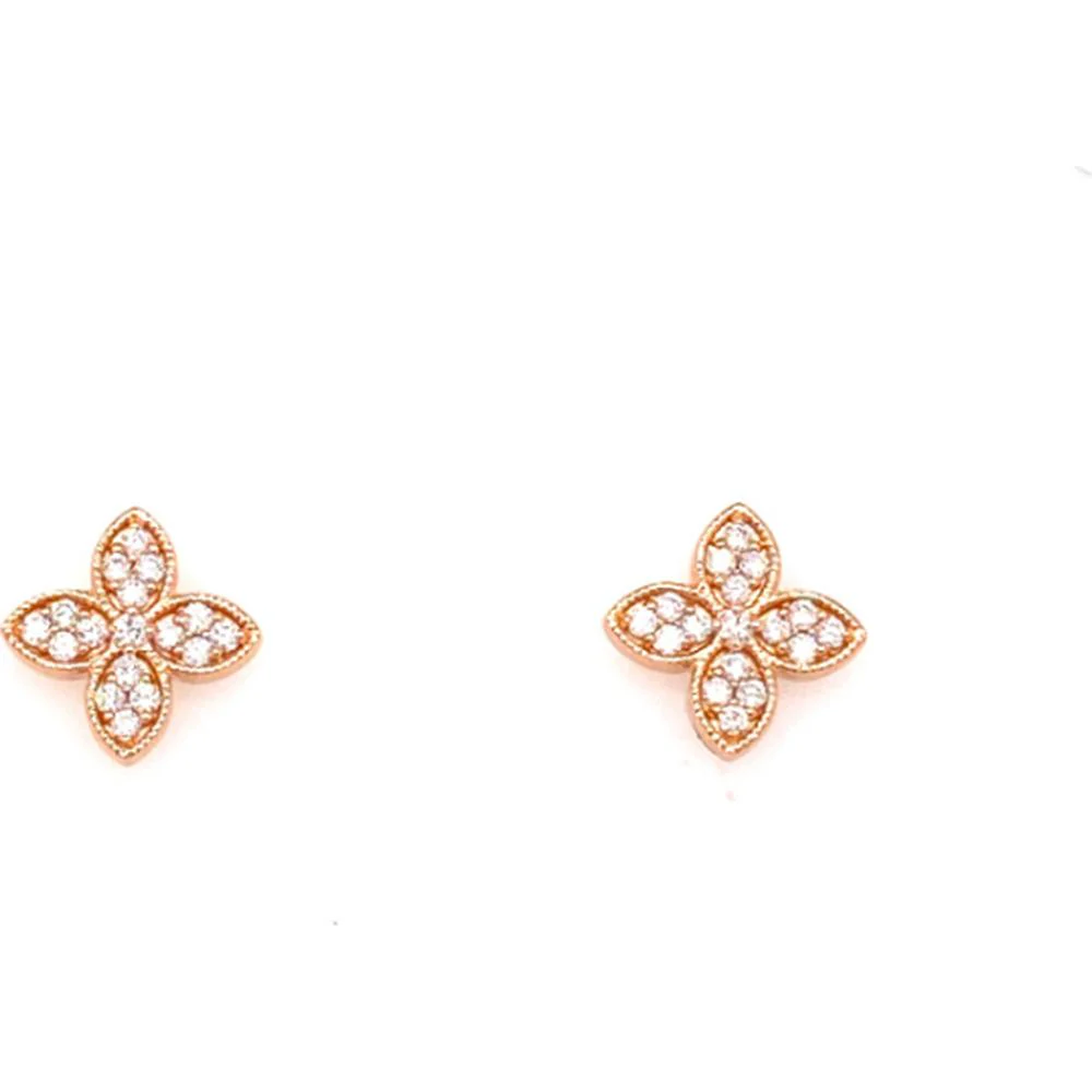 18K White Gold Floral Motif Diamond Earrings by Afarin