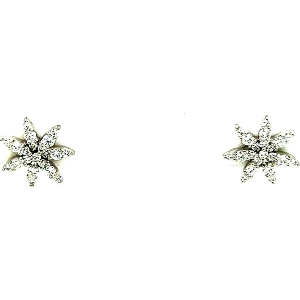 18K White Gold Floral Starburst Diamond Earrings by Afarin