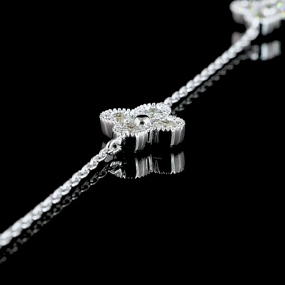 18K White Gold Floral Station Necklace with Bezel and Prong Set Round Lab Diamonds - 1.69 Carat Total Diamond Weight - Covaloro Fine Jewelry - Image 3