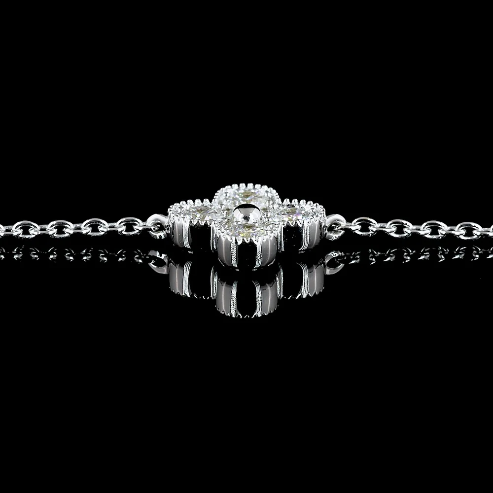 18K White Gold Floral Station Necklace with Bezel and Prong Set Round Lab Diamonds - 1.69 Carat Total Diamond Weight - Covaloro Fine Jewelry - Image 4
