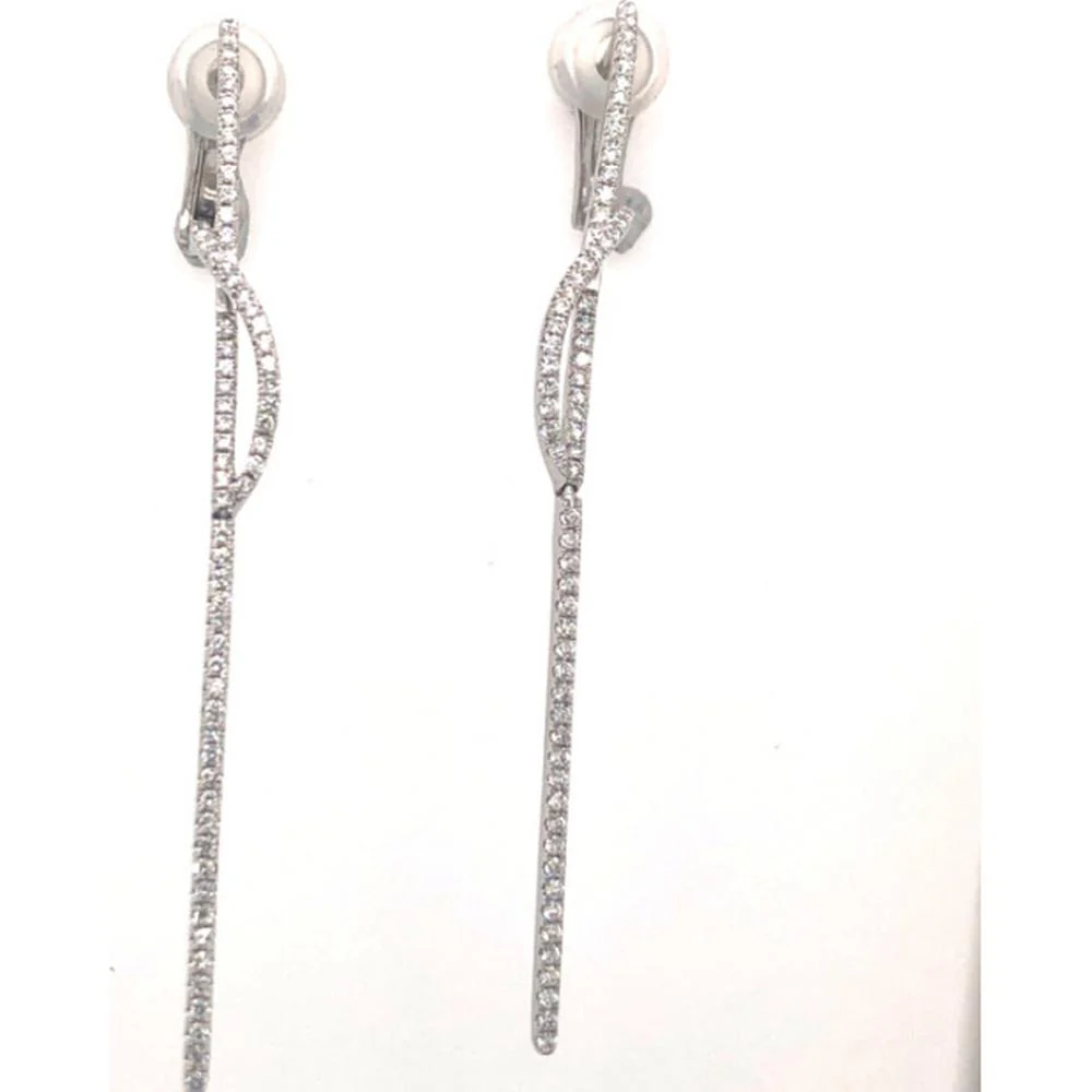 18K White Gold Free-Form Diamond Drop Earrings by Afarin