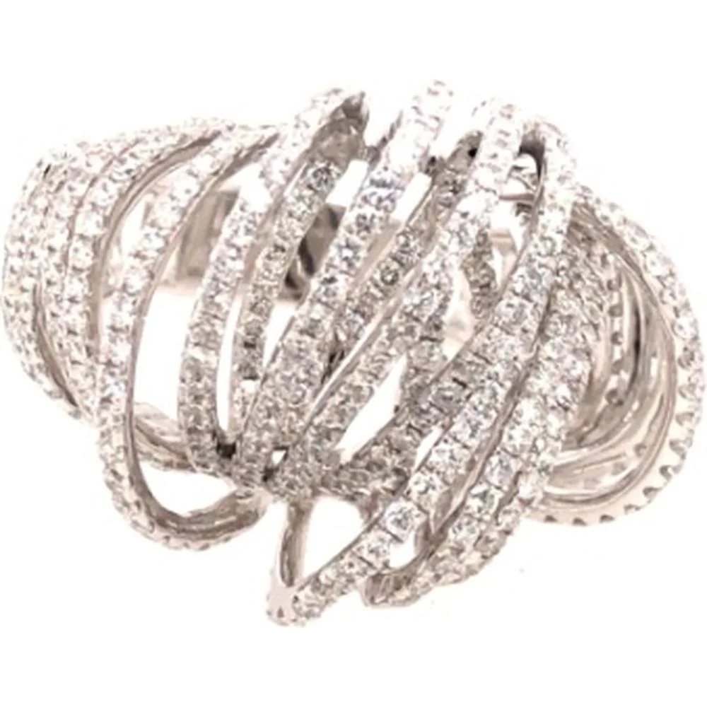18K White Gold Free Form Diamond Ring by Afarin