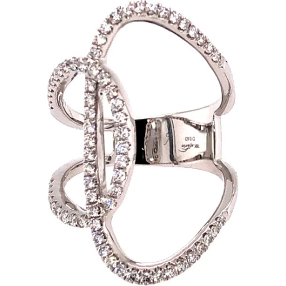 18K White Gold Free Form Diamond Ring with Open Pavé Design by Afarin