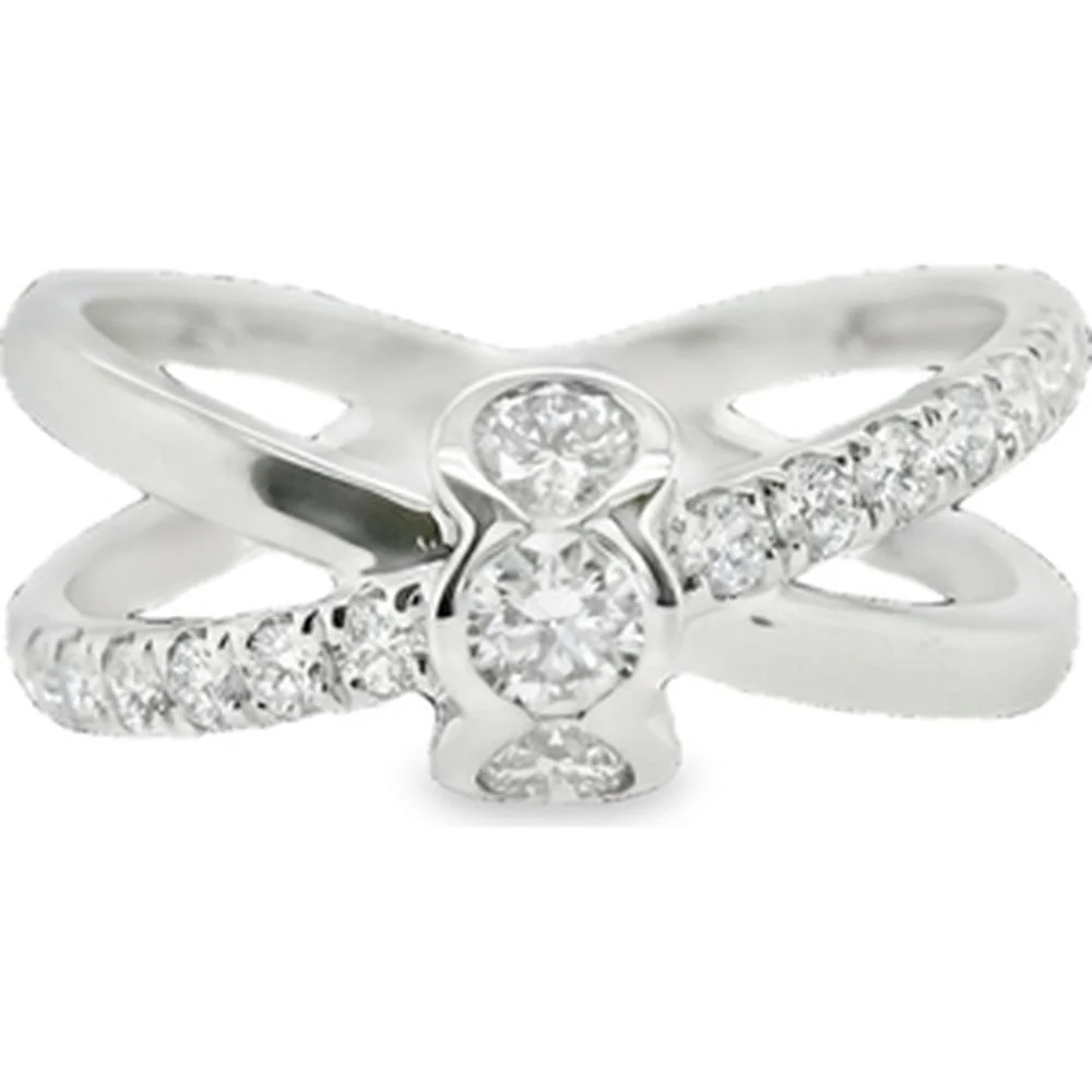 18K White Gold Free Form Diamond Ring with Round Diamonds by Afarin