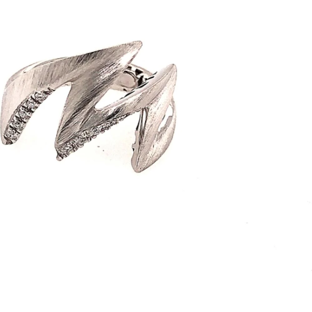 18K White Gold Free Form Diamond Ring with Sculptural Open Design by Afarin