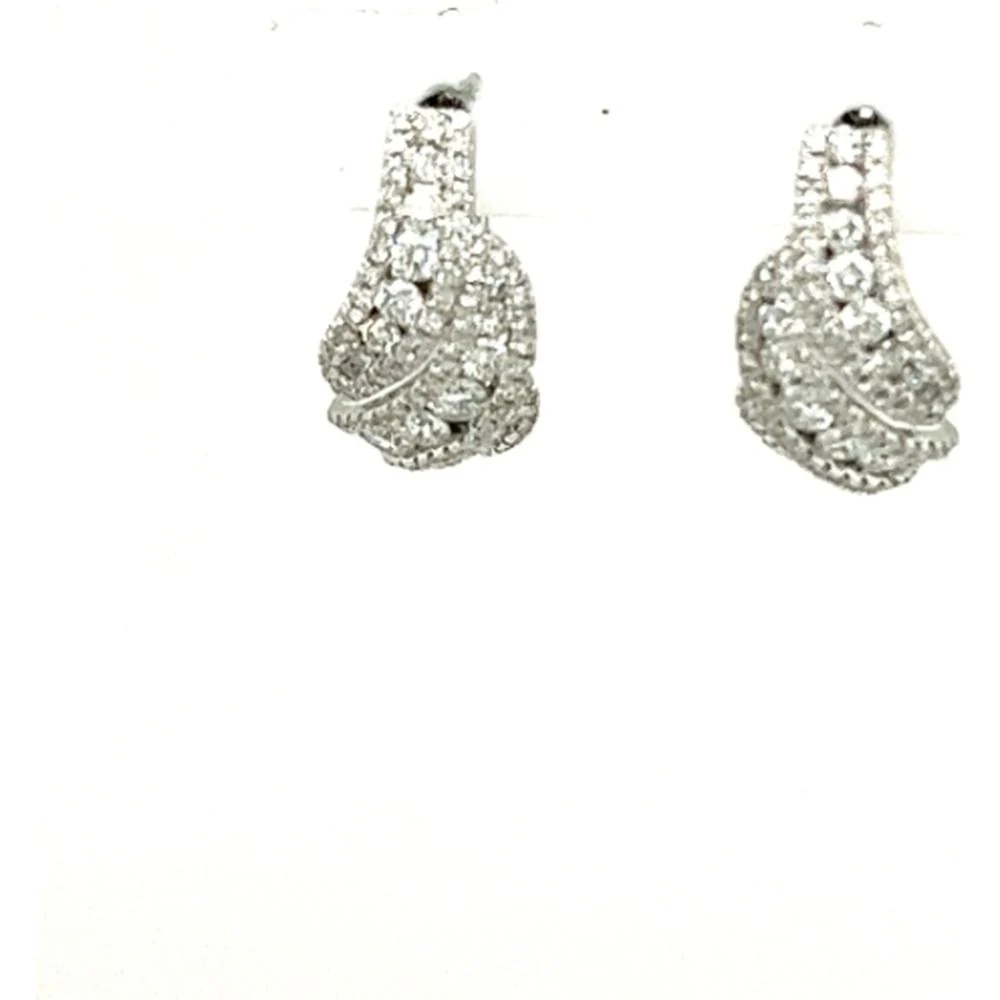 18K White Gold Free Form Pavé Diamond Earrings by Afarin