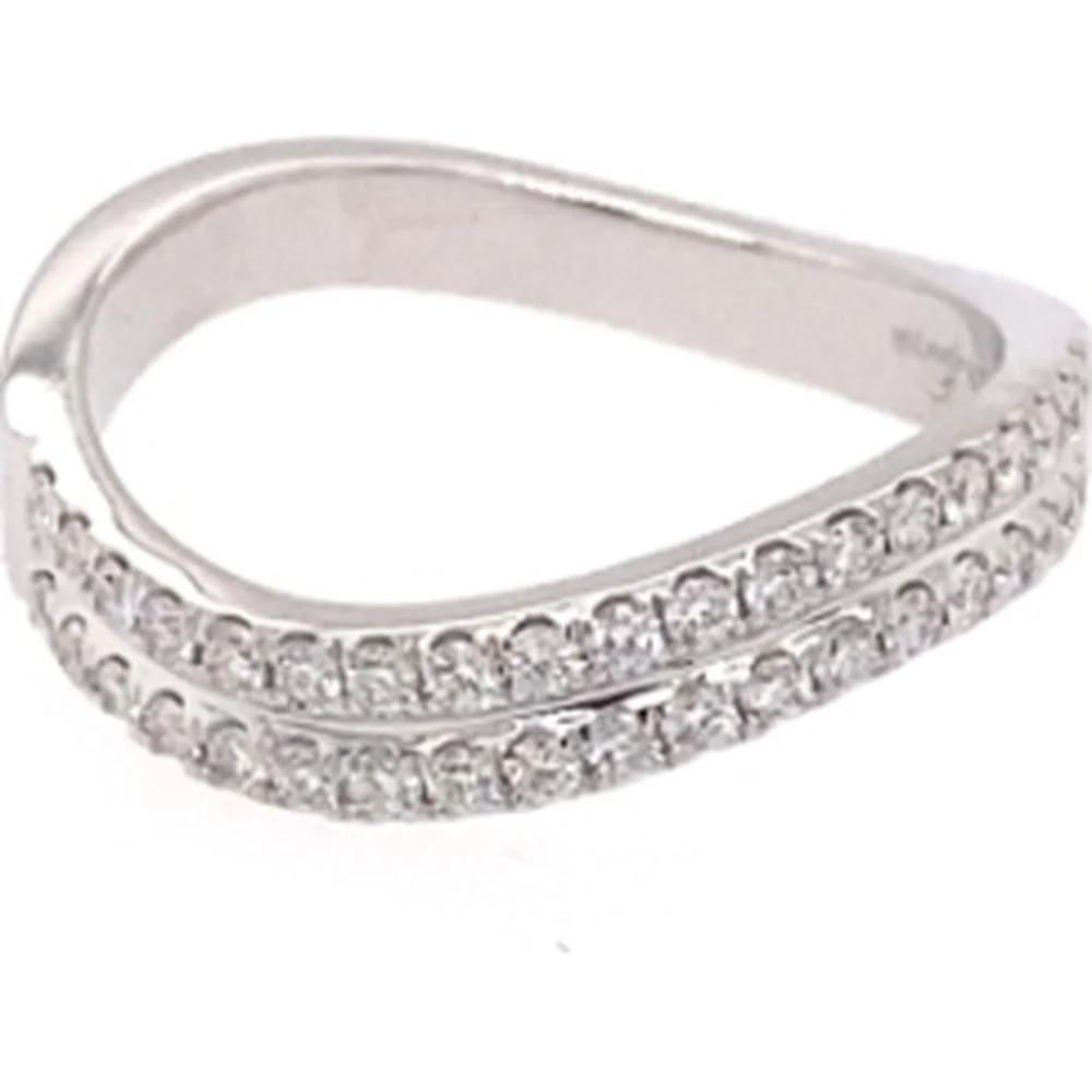 18K White Gold Free Form Ring with Pavé Set Round Diamonds by Afarin