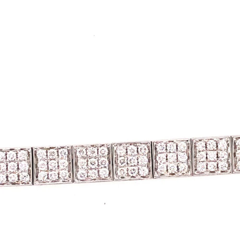 18K White Gold Geometric Diamond Bracelet by Afarin