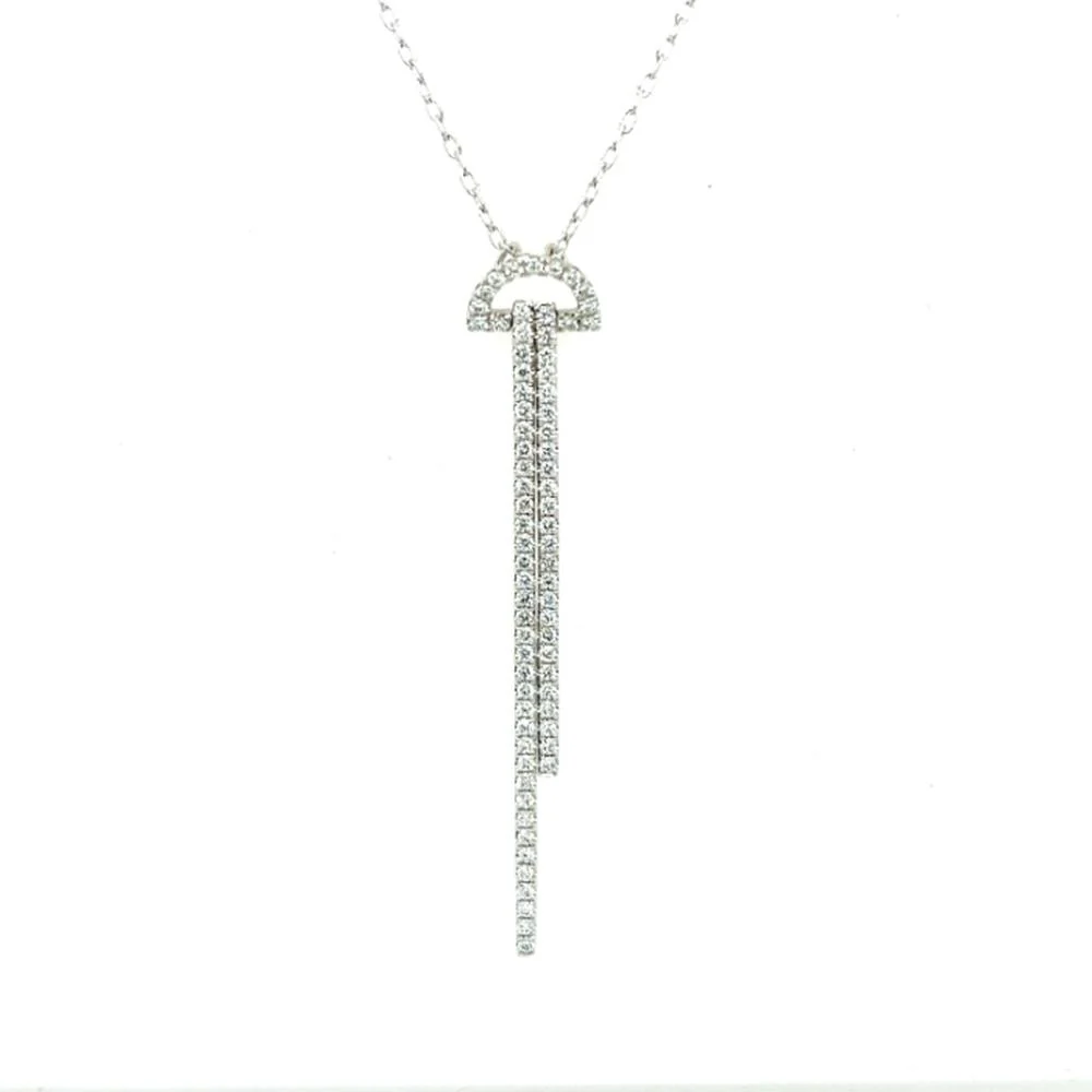 18K White Gold Geometric Diamond Drop Pendant Necklace by Afarin