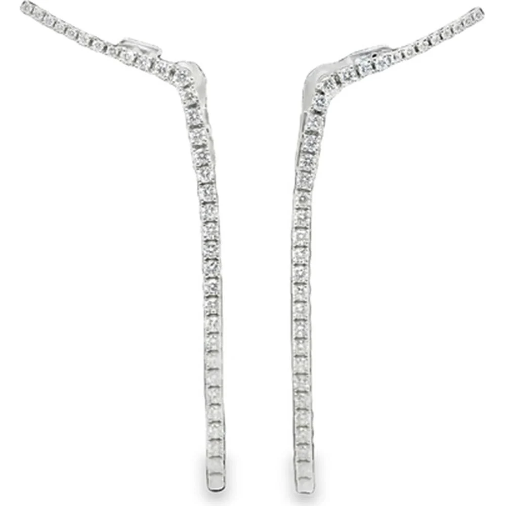 18K White Gold Geometric Drop Diamond Earrings by Afarin