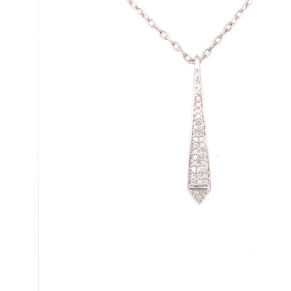 18K White Gold Geometric Pendant Necklace with Pavé Set Round Diamonds by Afarin