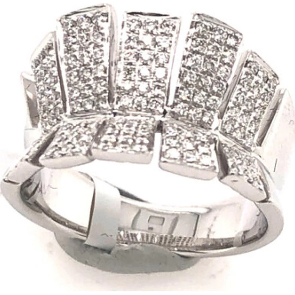 18K White Gold Geometric Statement Ring with Pavé-Set Diamonds by Afarin