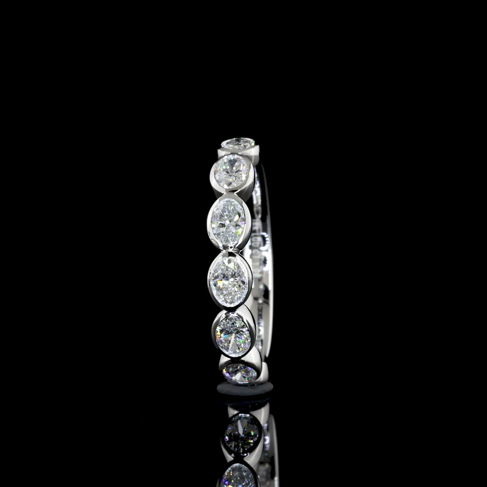 18K White Gold Half Eternity Band with East-West Bezel Set Oval Lab Diamonds - 1.06 Carats Total Diamond Weight - Covaloro Fine Jewelry - Image 4