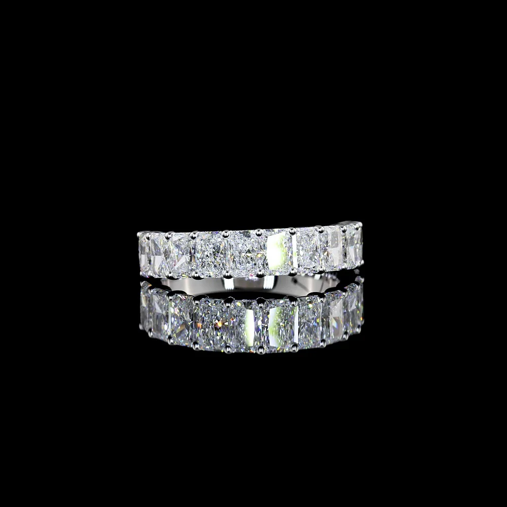 18K White Gold Half Eternity Band with North-South Radiant Cut Lab Diamonds - 2.17 Carats Total Diamond Weight - Covaloro Fine Jewelry