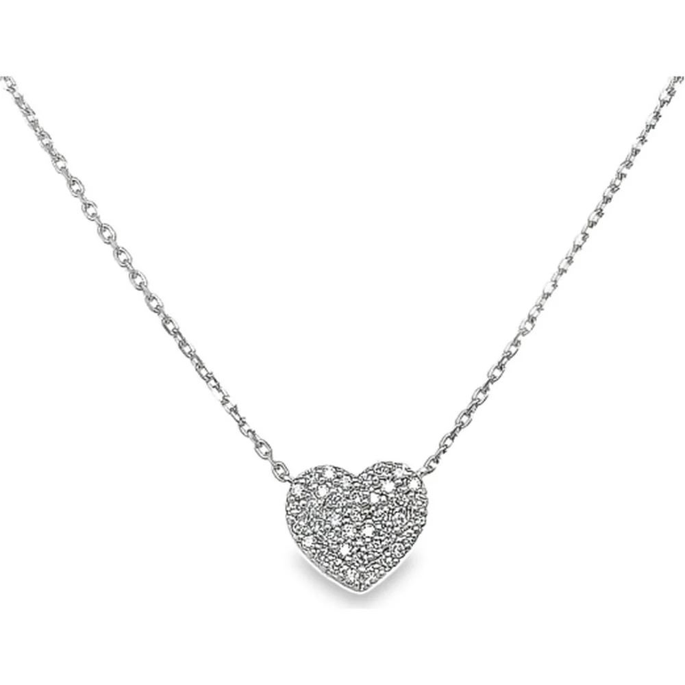 18K White Gold Heart Pendant Necklace with Diamonds by Afarin