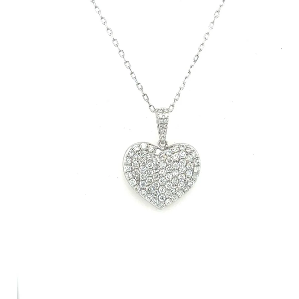 18K White Gold Heart Pendant with Round Diamonds by Afarin