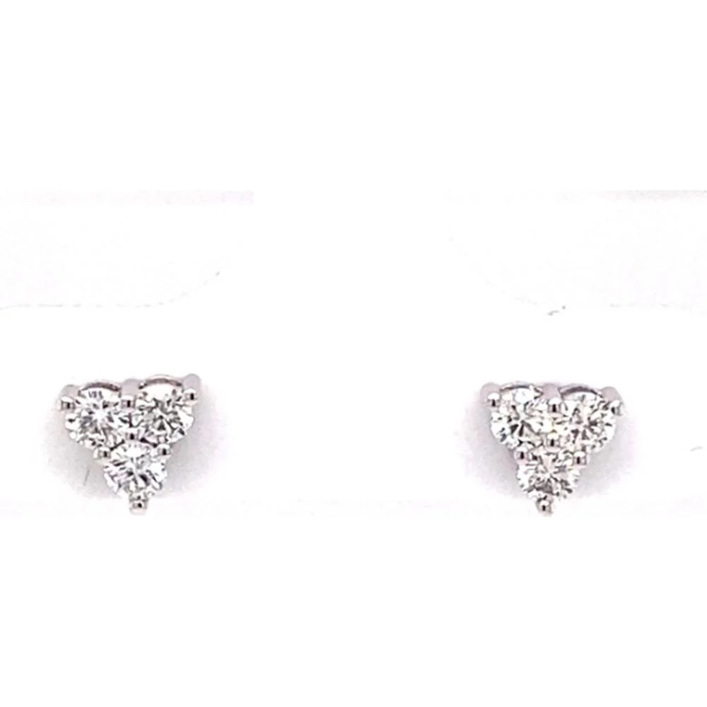 18K White Gold Heart-Shaped Diamond Stud Earrings by Afarin