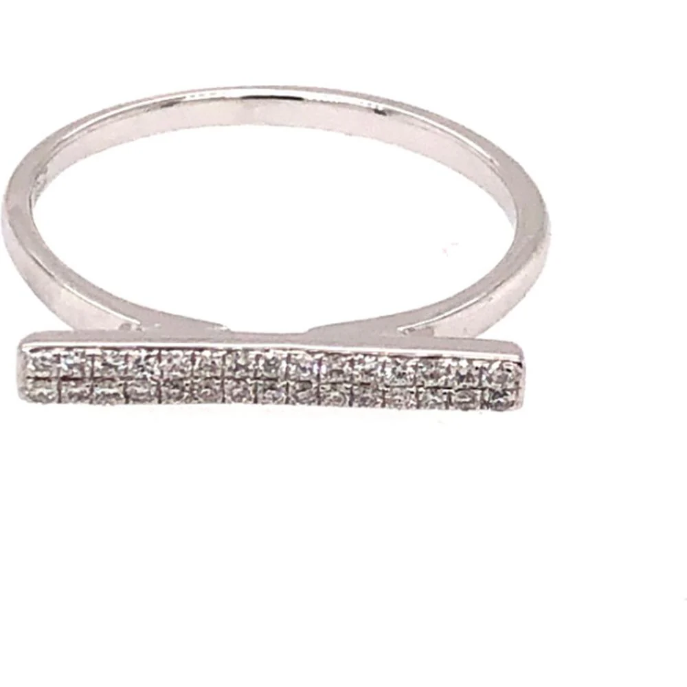 18K White Gold Horizontal Bar Diamond Ring by Afarin