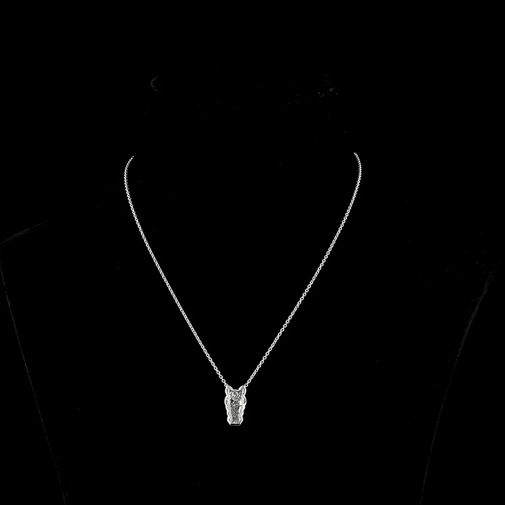 18K White Gold Horse Shape Symbol Pendant with Bezel Set 4.10 Carat Lab Diamond - E-F Color, VVS2 Clarity - Covaloro Fine Jewelry