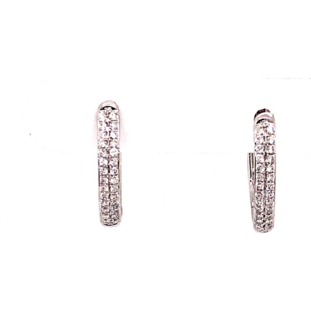 18K White Gold Huggie Earrings with Round Diamonds by Afarin