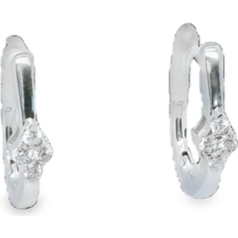 18K White Gold Huggie Earrings with Round Diamonds by Afarin