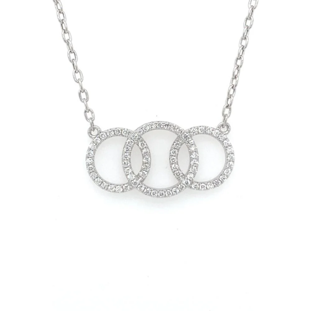 18K White Gold Interlocking Circle Diamond Necklace by Afarin