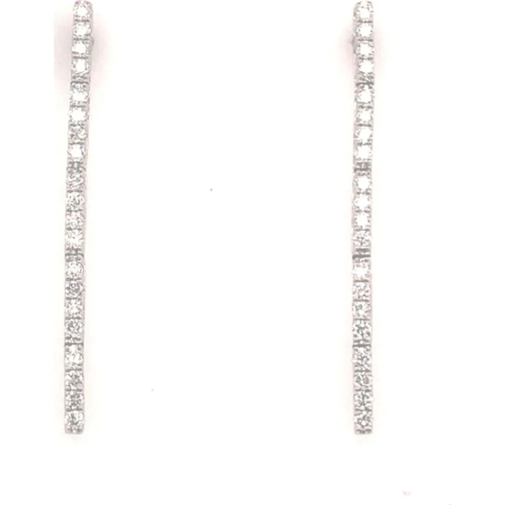 18K White Gold Linear Drop Earrings with Diamonds by Afarin