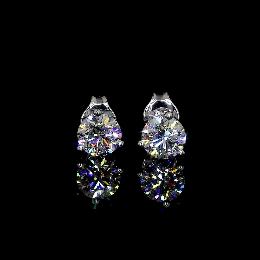 18K White Gold Martini Setting Stud Earrings with Round Brilliant Cut Lab Diamonds - F VS1/VS2 Quality, 0.56 Carat Total Weight, IGI Certified - Covaloro Fine Jewelry