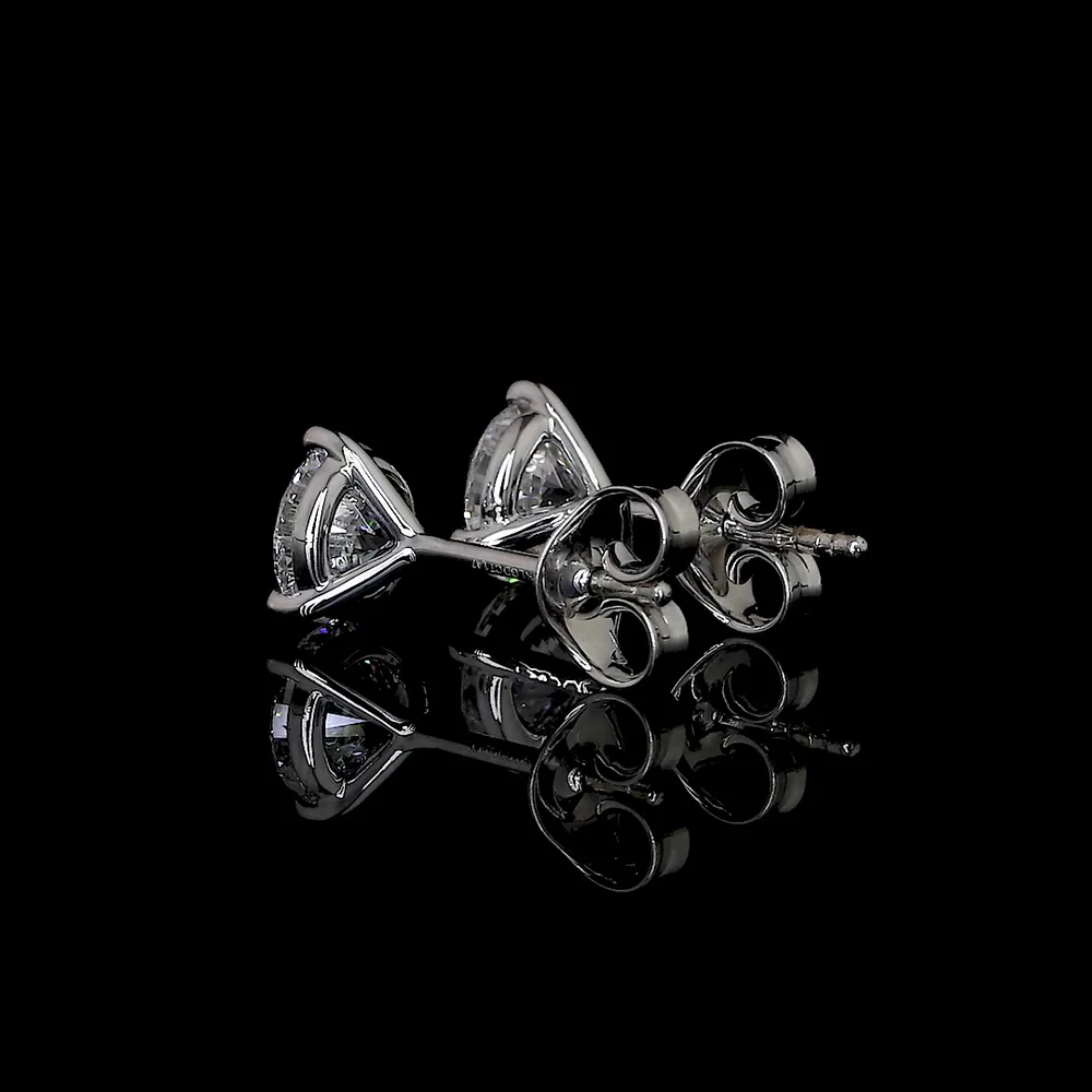 18K White Gold Martini Setting Stud Earrings with Round Brilliant Cut Lab Diamonds - F VS1/VS2 Quality, 0.56 Carat Total Weight, IGI Certified - Covaloro Fine Jewelry - Image 3