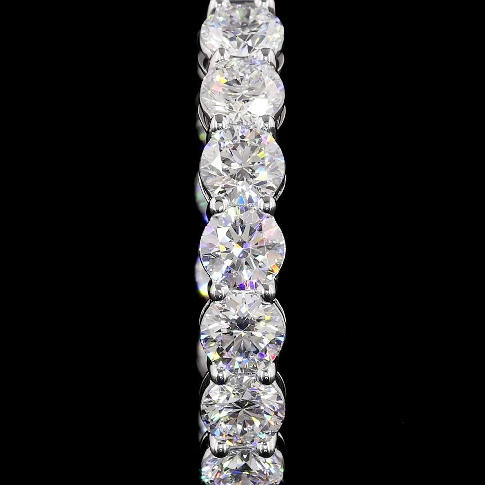 18K White Gold Medium Hoop Earrings with Prong Set Round Brilliant Lab Diamonds - 10.80 Carat Total Diamond Weight - Covaloro Fine Jewelry - Image 2