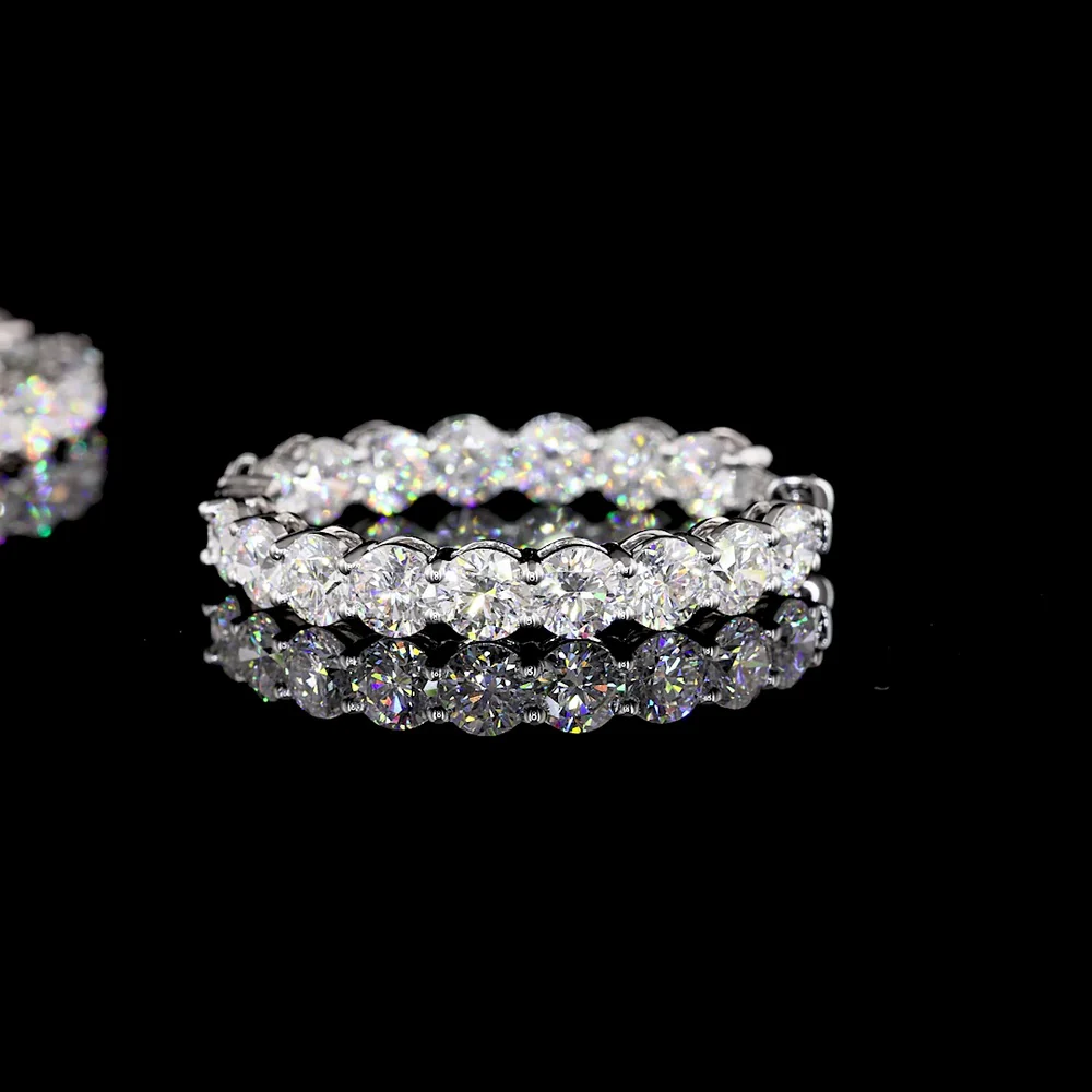 18K White Gold Medium Hoop Earrings with Prong Set Round Brilliant Lab Diamonds - 10.80 Carat Total Diamond Weight - Covaloro Fine Jewelry - Image 4