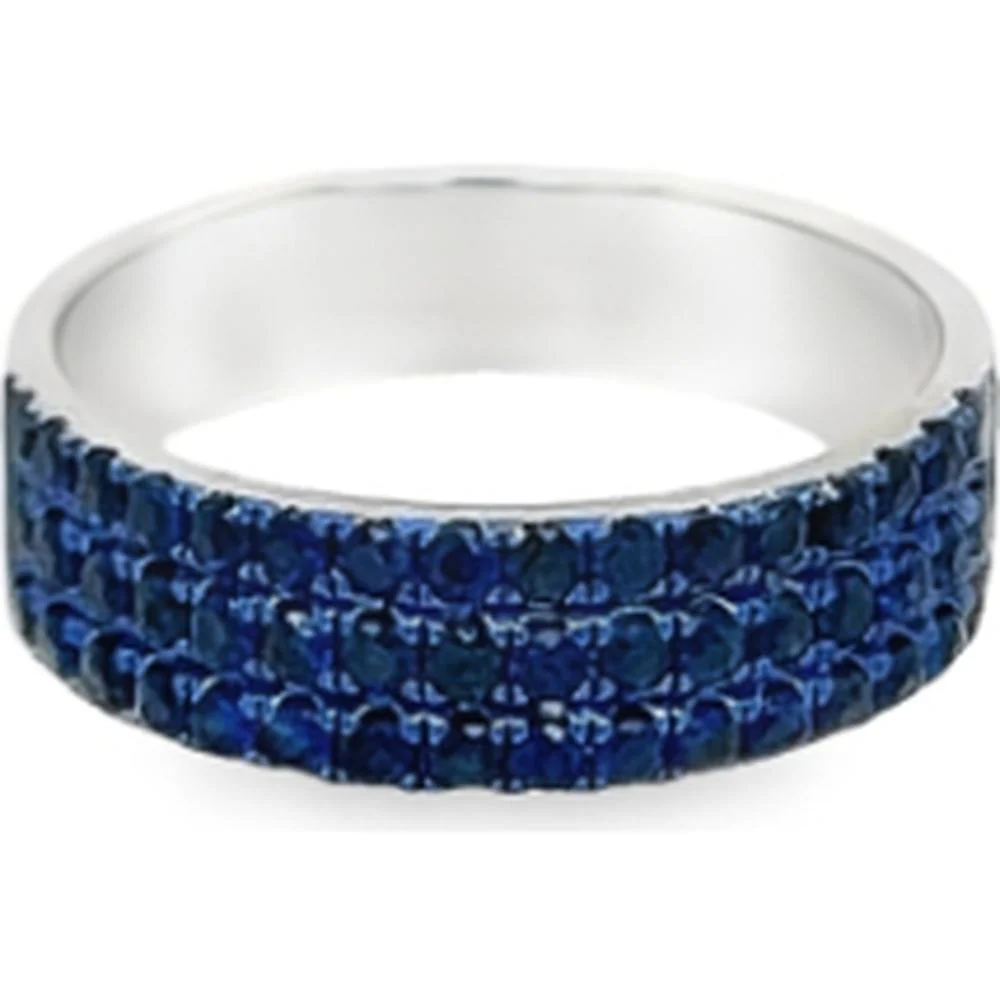 18K White Gold Multi-Row Blue Sapphire Band Ring by Afarin