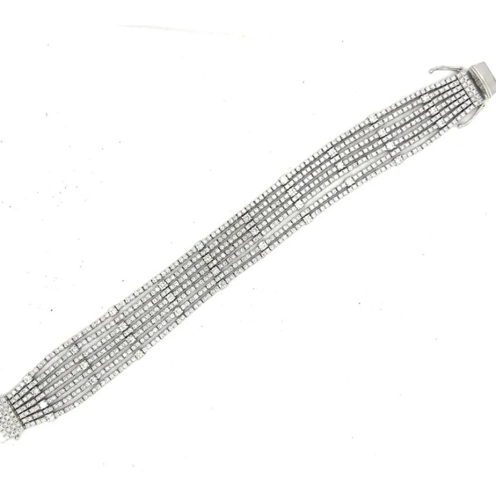 18K White Gold Multi-Row Diamond Bracelet by Afarin